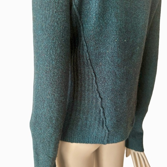 FREE PEOPLE Teal Blue Cable Knit Sweater Mock Neck Wool Blend Soft Size S - Picture 12 of 16